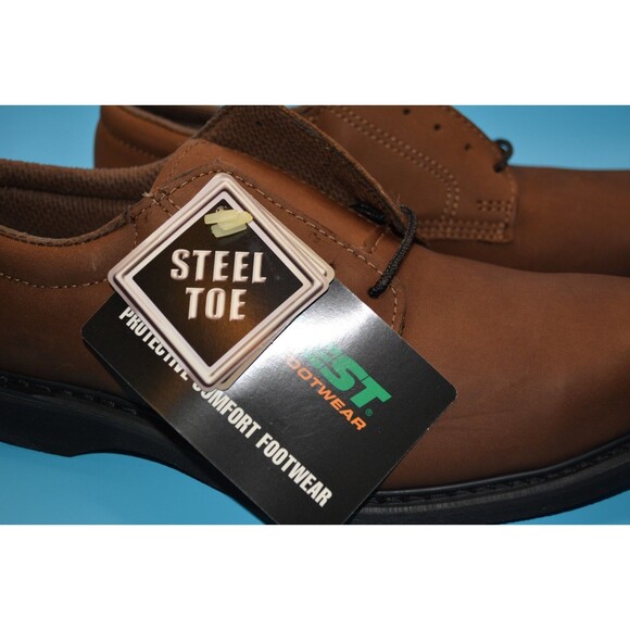 Hytest Sz 9.5 D Steel Toe Conductive Oxford Work Shoes Brown Leather Slip Grip - Picture 7 of 7